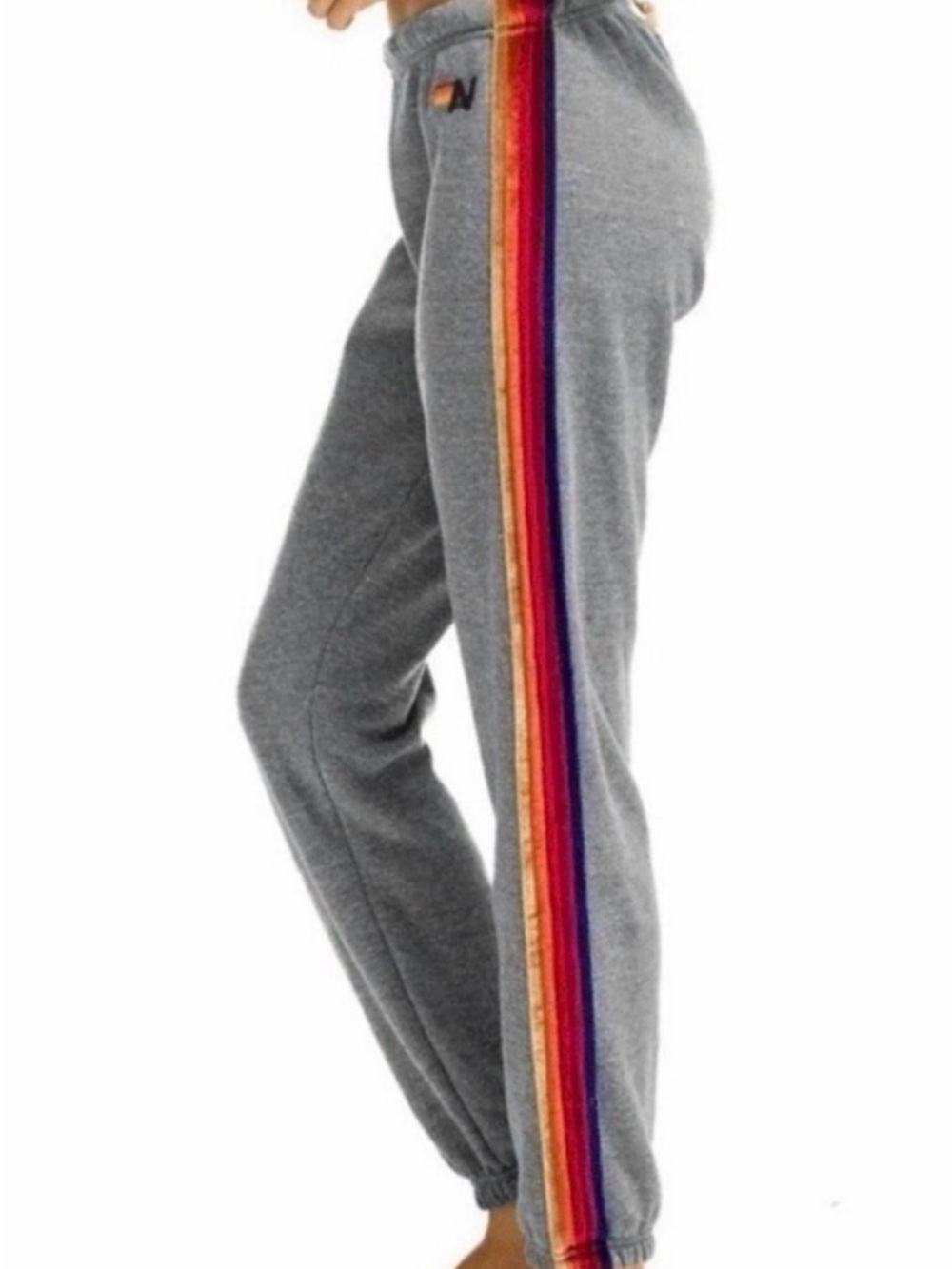 Aviator Nation Gray Sweatpants with Rainbow Side Stripe